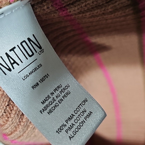 Nation LTD Ribbed Crew Neck Sweater - Pink and Tan Small New - Picture 8 of 8